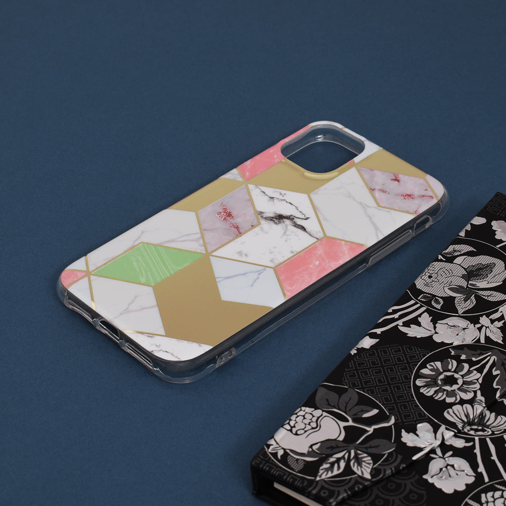 Husa de protectie Techsuit Marble Series compatibila cu Apple iPhone 11, acoperire spate, Purple Hex