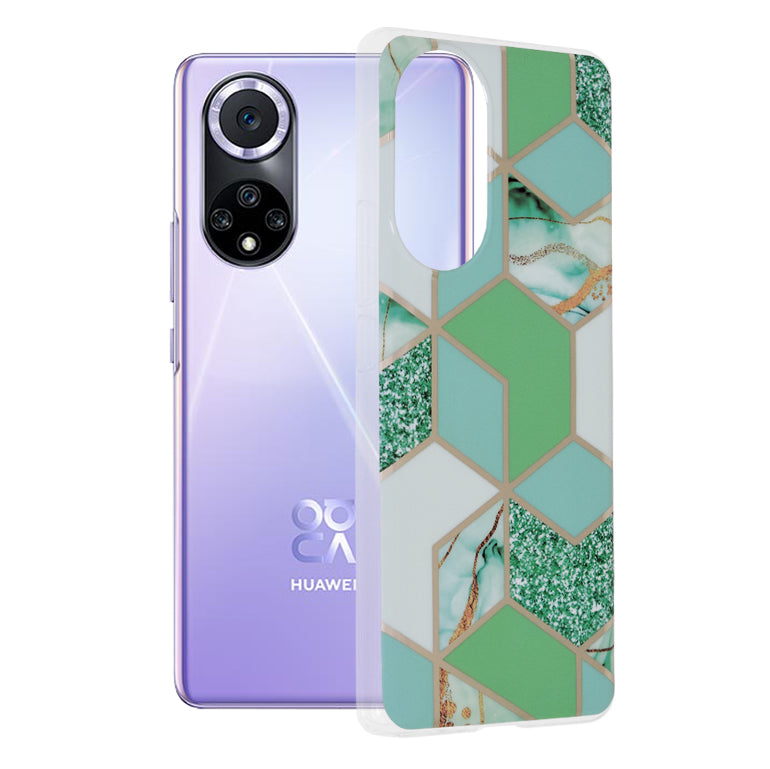 Husa de protectie Techsuit Marble Series compatibila cu Honor 50, acoperire spate, Green Hex