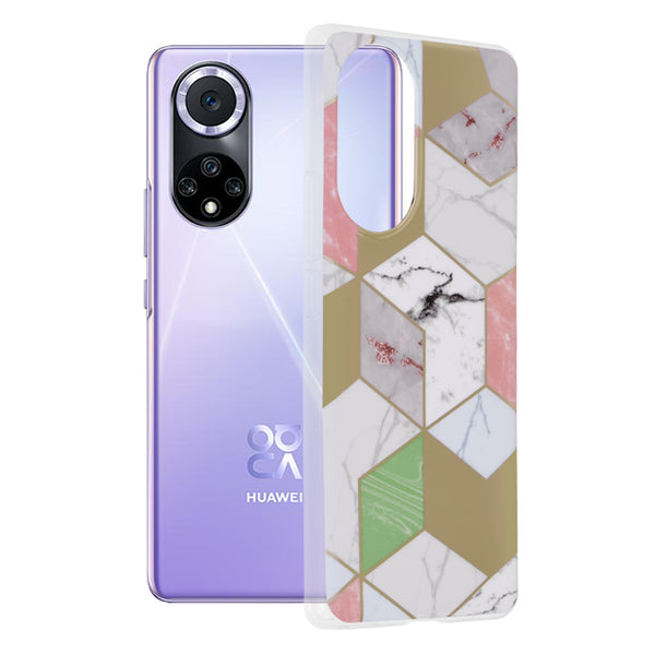 Husa de protectie Techsuit Marble Series compatibila cu Huawei nova 9, acoperire spate, Purple Hex