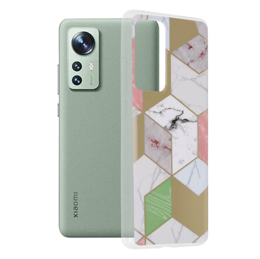 Husa de protectie Techsuit Marble Series compatibila cu Xiaomi 12, acoperire spate, Purple Hex