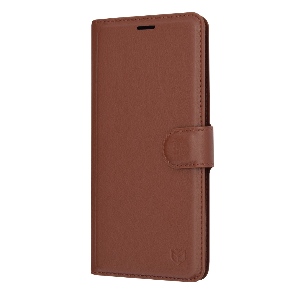Husa de protectie Techsuit Leather Folio compatibila cu Apple iPhone 11, acoperire spate, maro