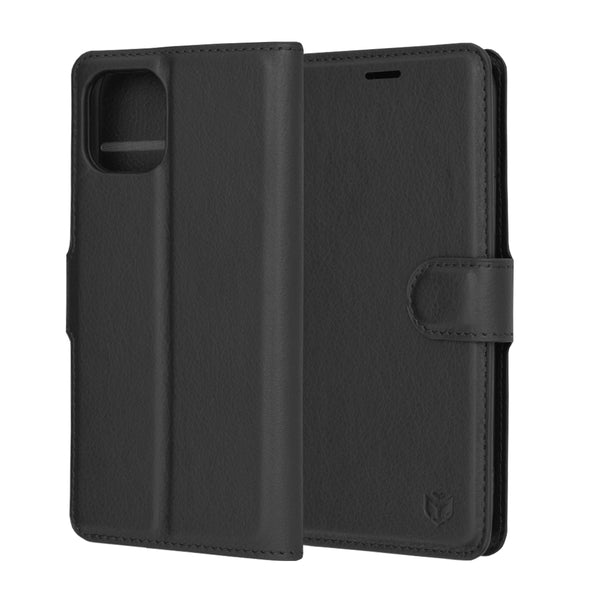 Husa de protectie Techsuit Leather Folio compatibila cu Apple iPhone 11 Pro, acoperire spate, negru