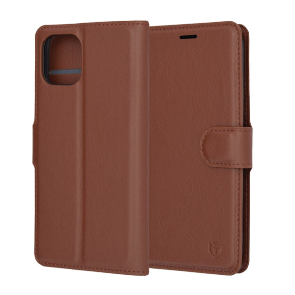 Husa de protectie Techsuit Leather Folio compatibila cu Apple iPhone 11 Pro, acoperire spate, maro