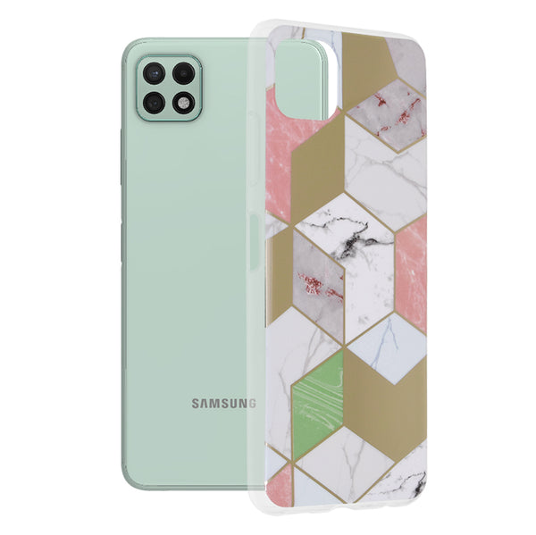 Husa de protectie Techsuit Marble Series compatibila cu Samsung Galaxy A22 5G, acoperire spate, Purple Hex