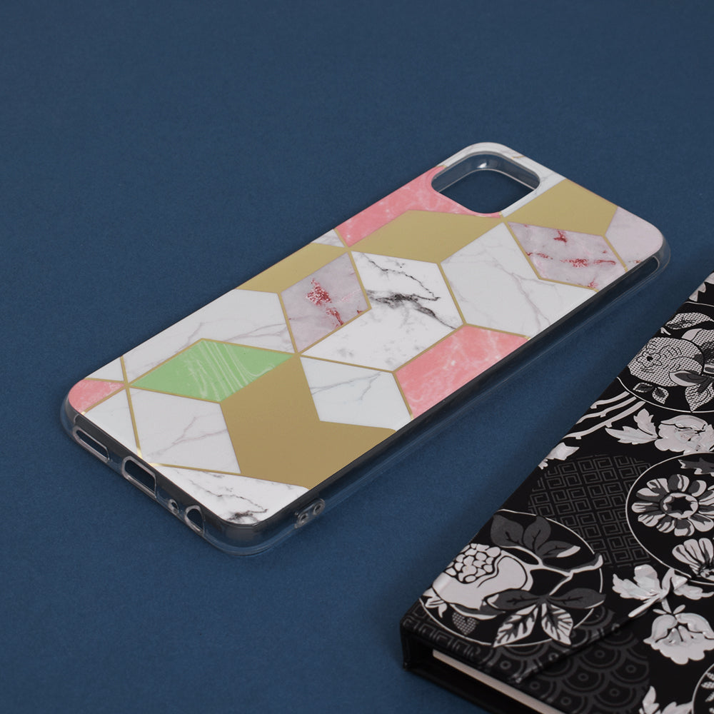Husa de protectie Techsuit Marble Series compatibila cu Samsung Galaxy A22 5G, acoperire spate, Purple Hex