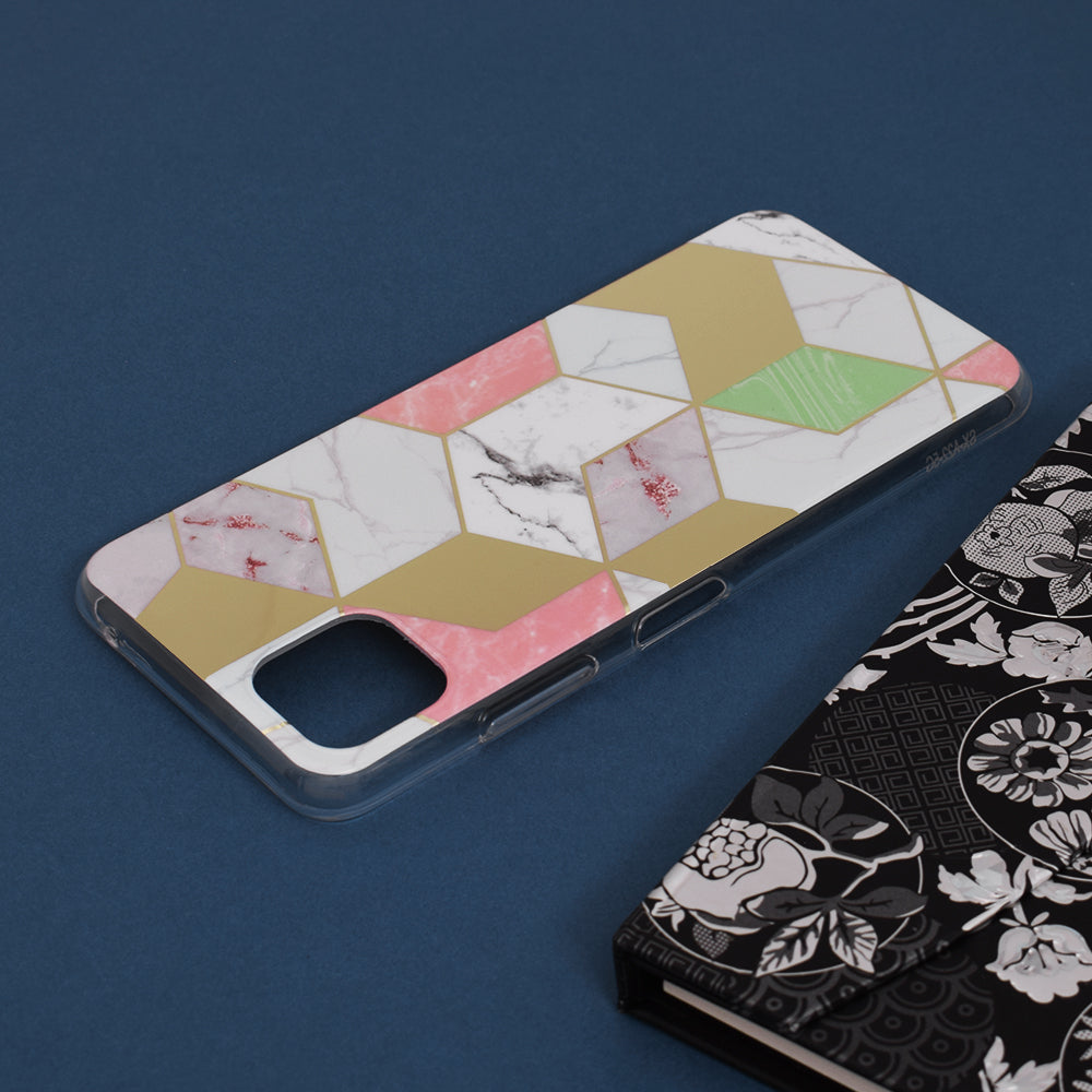 Husa de protectie Techsuit Marble Series compatibila cu Samsung Galaxy A22 5G, acoperire spate, Purple Hex