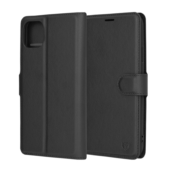 Husa de protectie Techsuit Leather Folio compatibila cu Apple iPhone 11 Pro Max, acoperire spate, negru