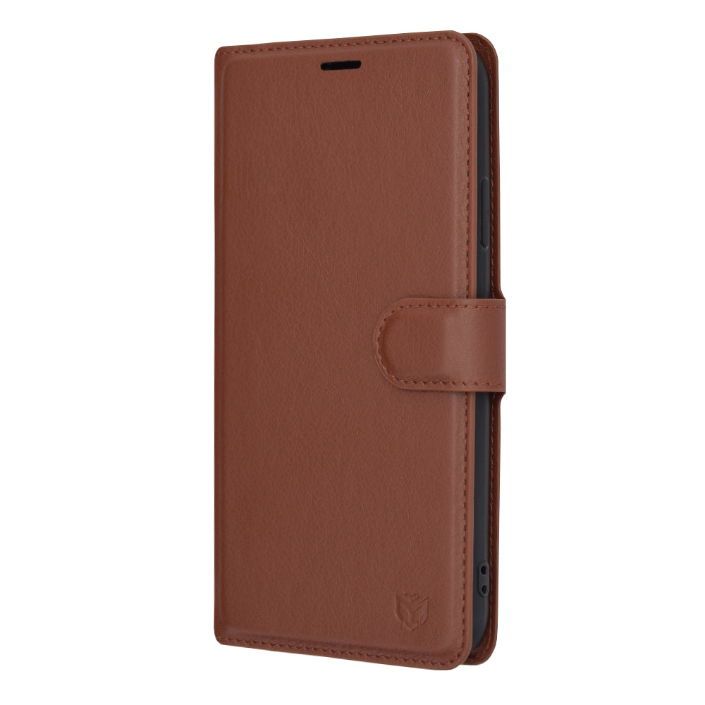 Husa de protectie Techsuit Leather Folio compatibila cu Apple iPhone 11 Pro Max, acoperire spate, maro