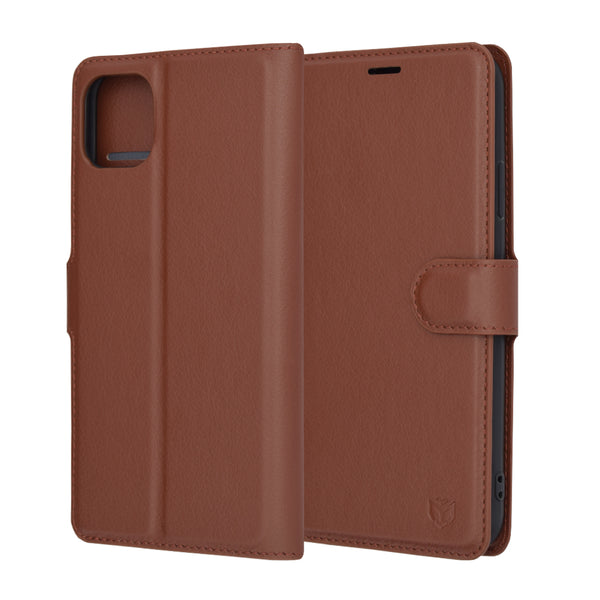 Husa de protectie Techsuit Leather Folio compatibila cu Apple iPhone 11 Pro Max, acoperire spate, maro