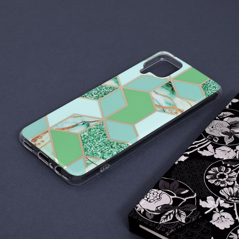 Husa de protectie Techsuit Marble Series compatibila cu Samsung Galaxy A12, acoperire spate, Green Hex