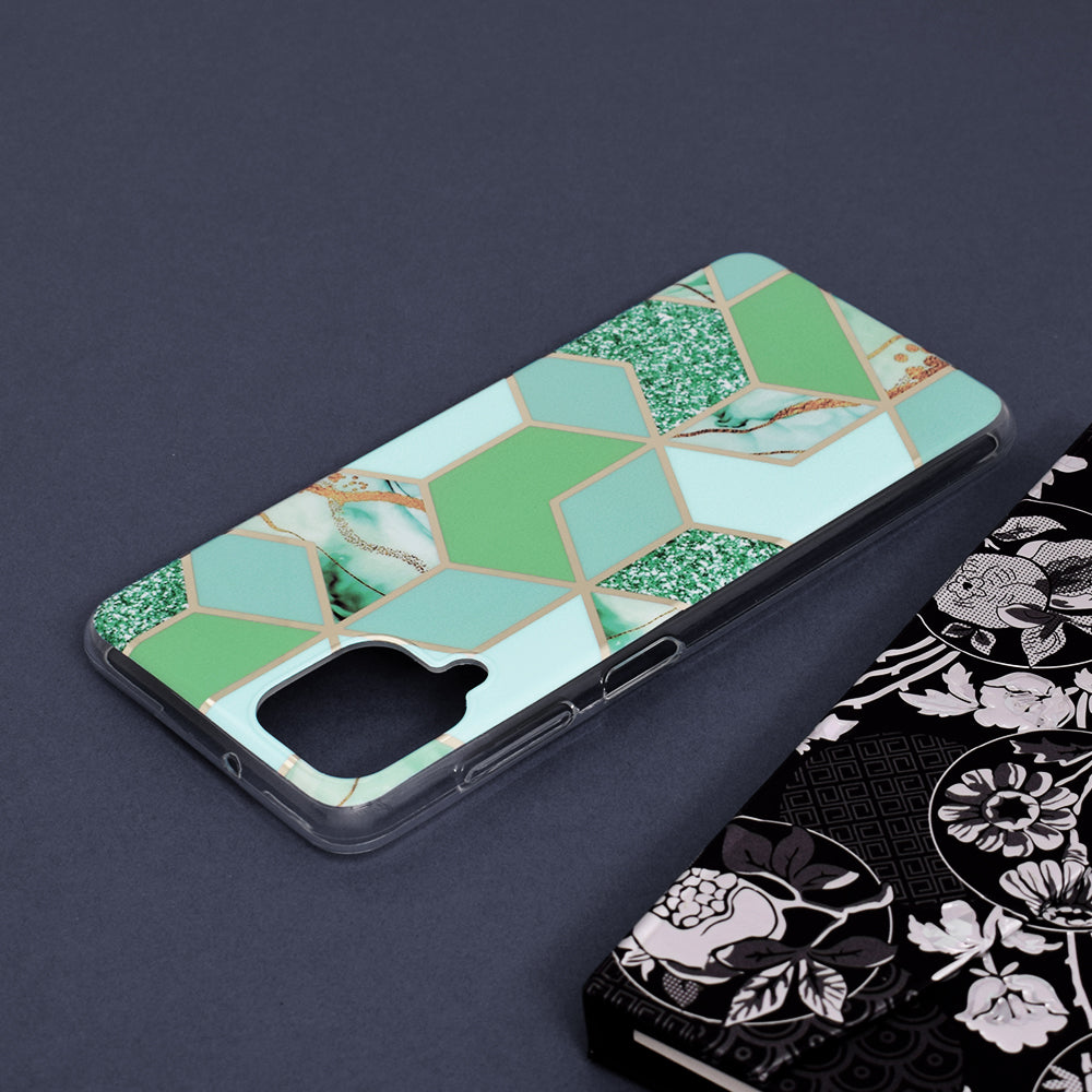 Husa de protectie Techsuit Marble Series compatibila cu Samsung Galaxy A12, acoperire spate, Green Hex