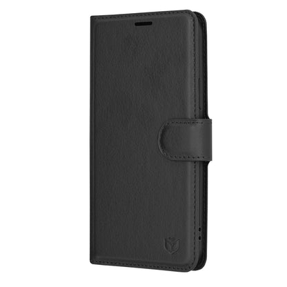 Husa de protectie Techsuit Leather Folio compatibila cu Apple iPhone 12, acoperire spate, negru