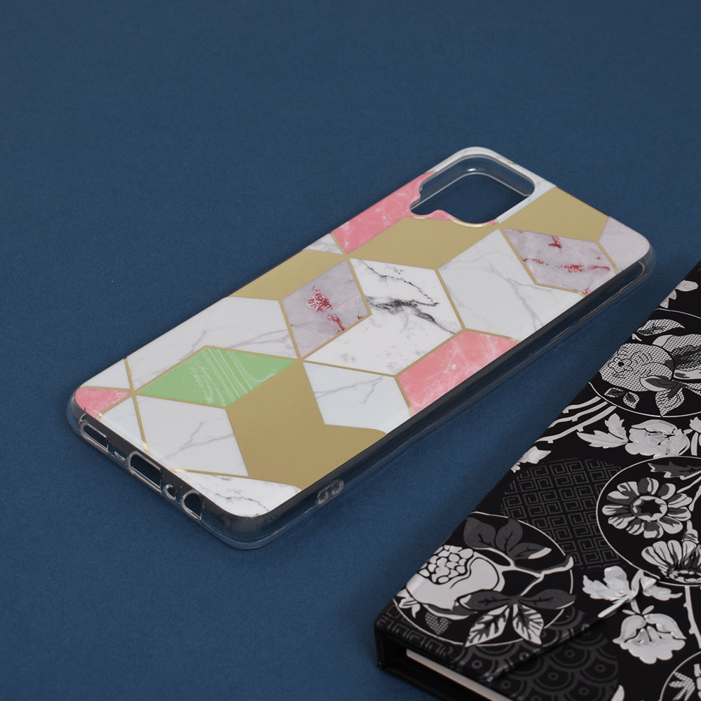 Husa de protectie Techsuit Marble Series compatibila cu Samsung Galaxy A12, acoperire spate, Purple Hex