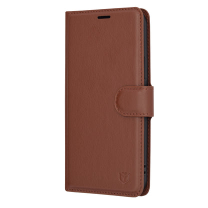 Husa de protectie Techsuit Leather Folio compatibila cu Apple iPhone 12, acoperire spate, maro