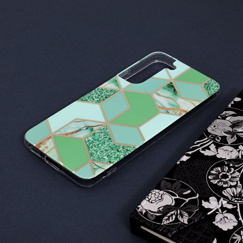 Husa de protectie Techsuit Marble Series compatibila cu Samsung Galaxy S22 Plus, acoperire spate, Green Hex
