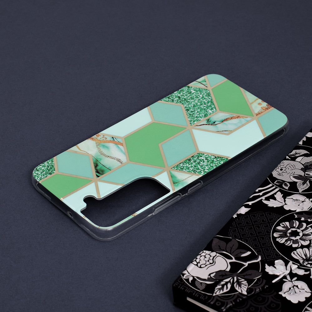 Husa de protectie Techsuit Marble Series compatibila cu Samsung Galaxy S22 Plus, acoperire spate, Green Hex