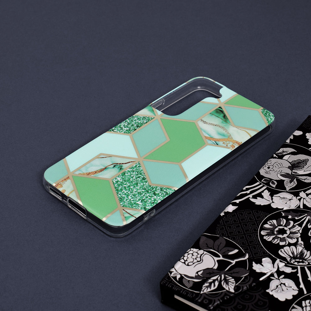 Husa de protectie Techsuit Marble Series compatibila cu Samsung Galaxy S22, acoperire spate, Green Hex