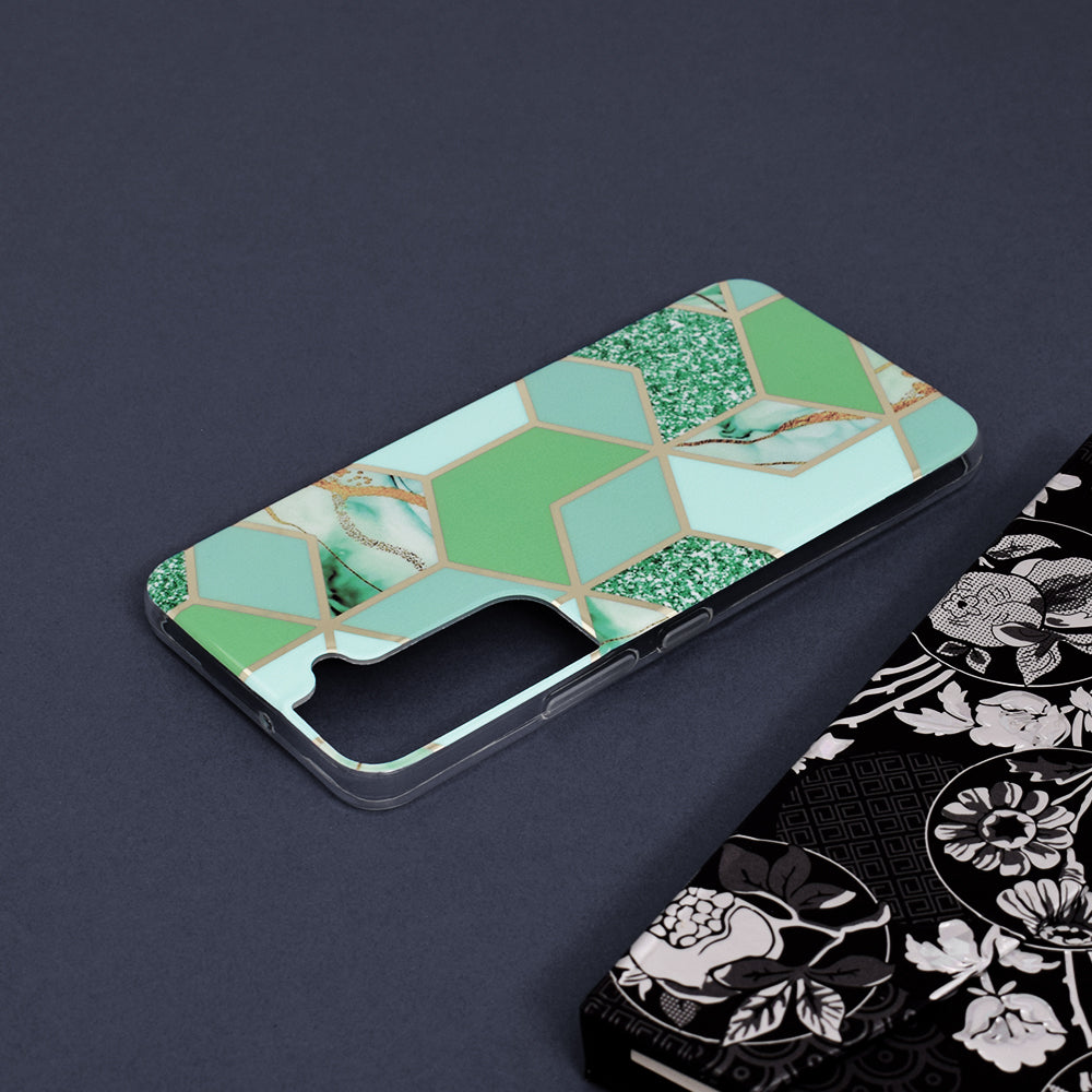 Husa de protectie Techsuit Marble Series compatibila cu Samsung Galaxy S22, acoperire spate, Green Hex