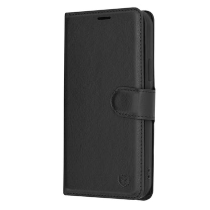 Husa de protectie Techsuit Leather Folio compatibila cu Apple iPhone 12 Pro, acoperire spate, negru