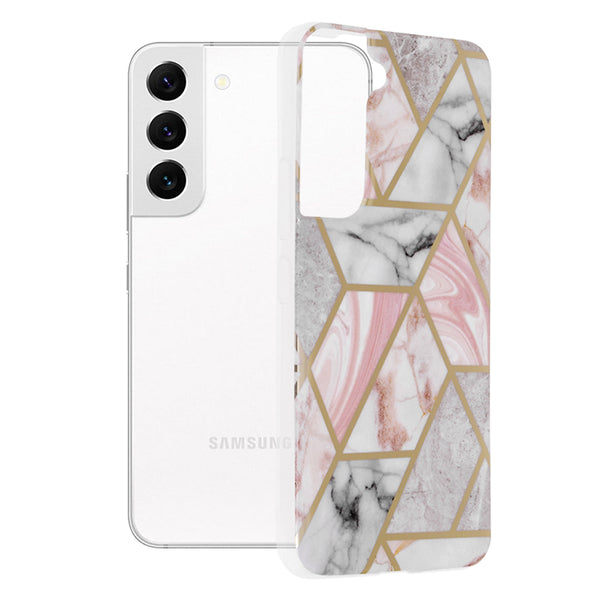 Husa de protectie Techsuit Marble Series compatibila cu Samsung Galaxy S22, acoperire spate, Pink Hex