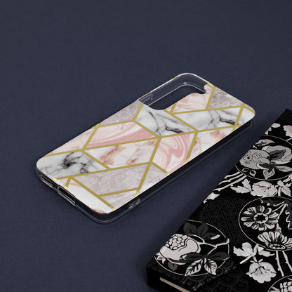 Husa de protectie Techsuit Marble Series compatibila cu Samsung Galaxy S22, acoperire spate, Pink Hex