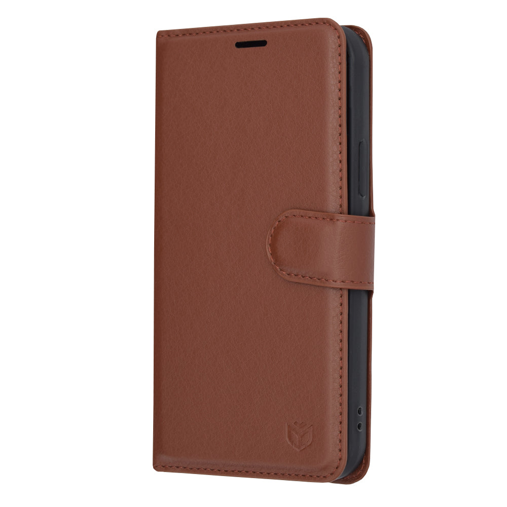 Husa de protectie Techsuit Leather Folio compatibila cu Apple iPhone 12 Pro, acoperire spate, maro