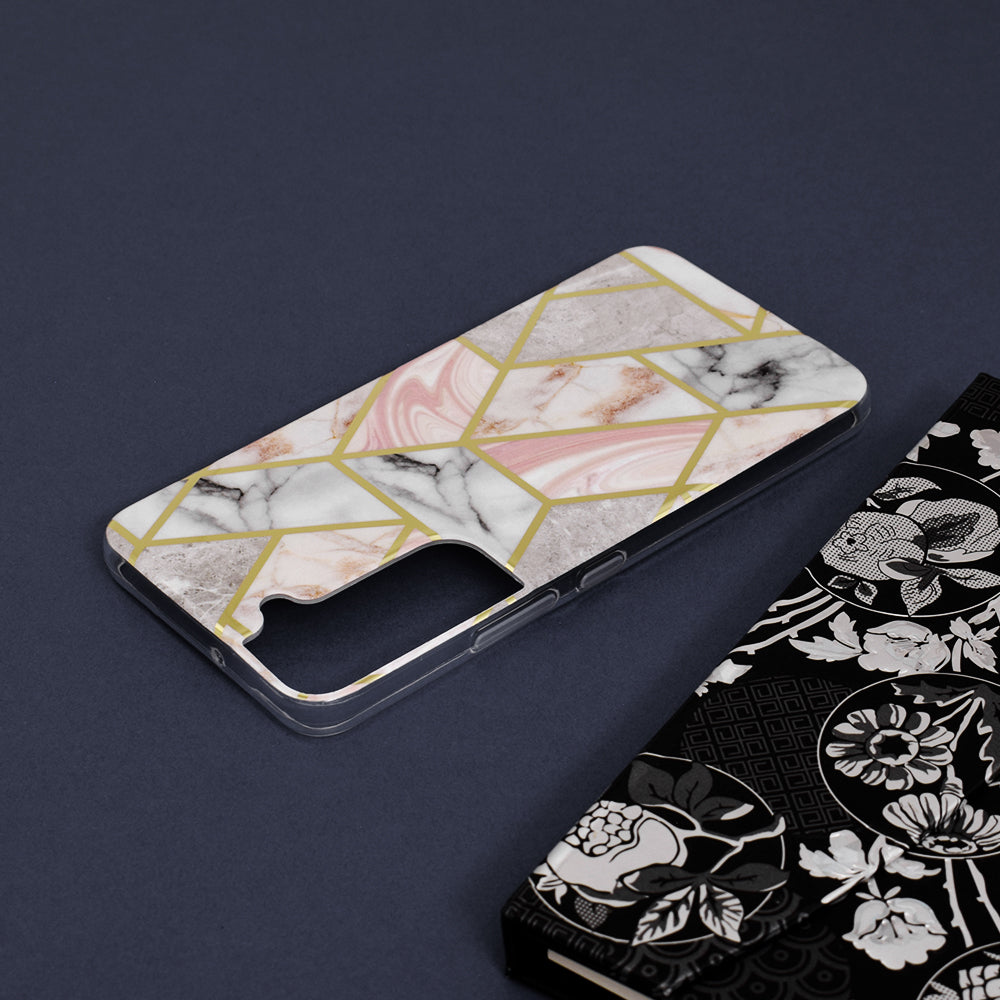 Husa de protectie Techsuit Marble Series compatibila cu Samsung Galaxy S22, acoperire spate, Pink Hex