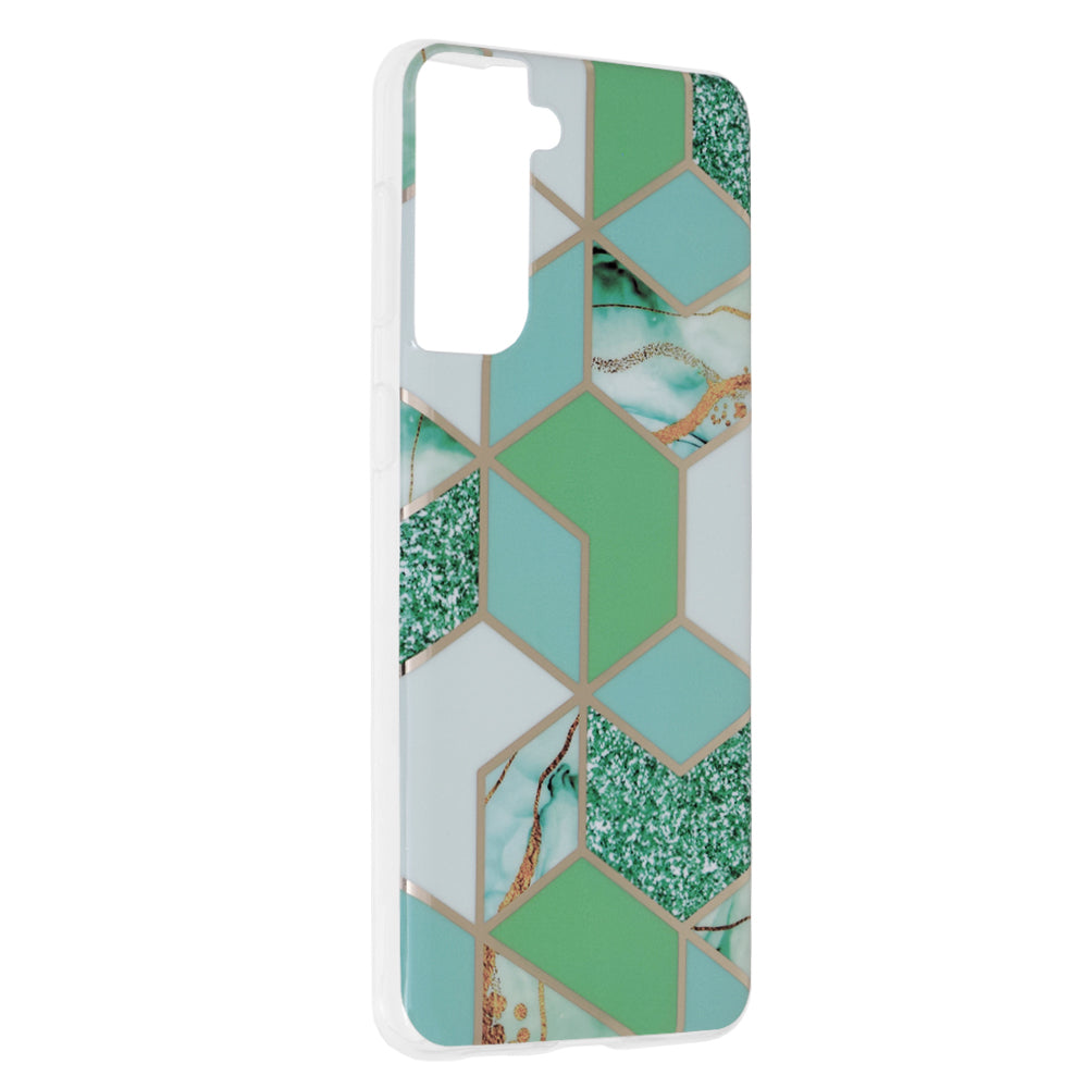 Husa de protectie Techsuit Marble Series compatibila cu Samsung Galaxy S21 Plus, acoperire spate, Green Hex