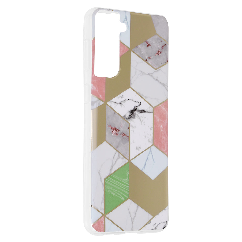 Husa de protectie Techsuit Marble Series compatibila cu Samsung Galaxy S21 Plus, acoperire spate, Purple Hex