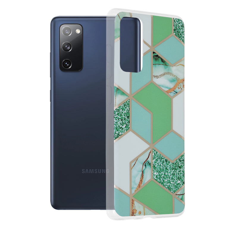 Husa de protectie Techsuit Marble Series compatibila cu Samsung Galaxy S20 FE 4G, acoperire spate, Green Hex