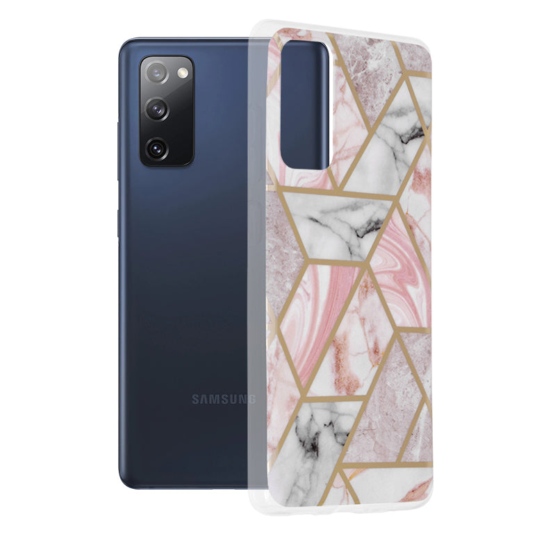 Husa de protectie Techsuit Marble Series compatibila cu Samsung Galaxy S20 FE 4G, acoperire spate, Pink Hex