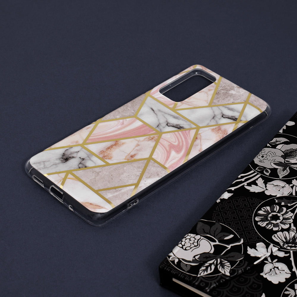 Husa de protectie Techsuit Marble Series compatibila cu Samsung Galaxy S20 FE 5G, acoperire spate, Pink Hex