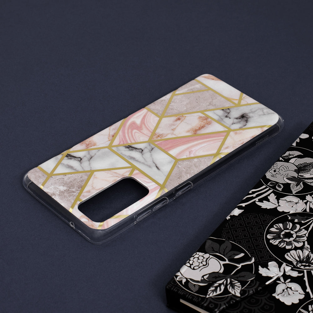 Husa de protectie Techsuit Marble Series compatibila cu Samsung Galaxy S20 FE 5G, acoperire spate, Pink Hex