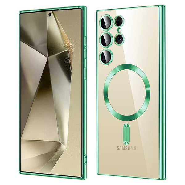 Husa de protectie Techsuit Luxury Crystal MagSafecompatibila cu Samsung Galaxy S24 Ultra, acoperire spate, verde kaki