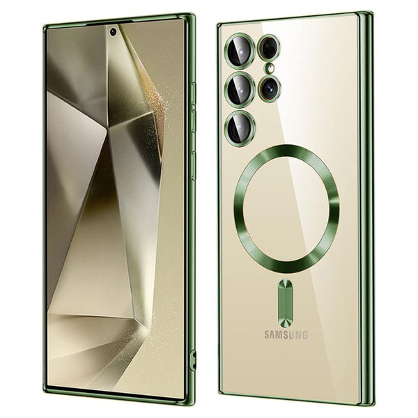 Husa de protectie Techsuit Luxury Crystal MagSafecompatibila cu Samsung Galaxy S24 Ultra, acoperire spate, verde forest