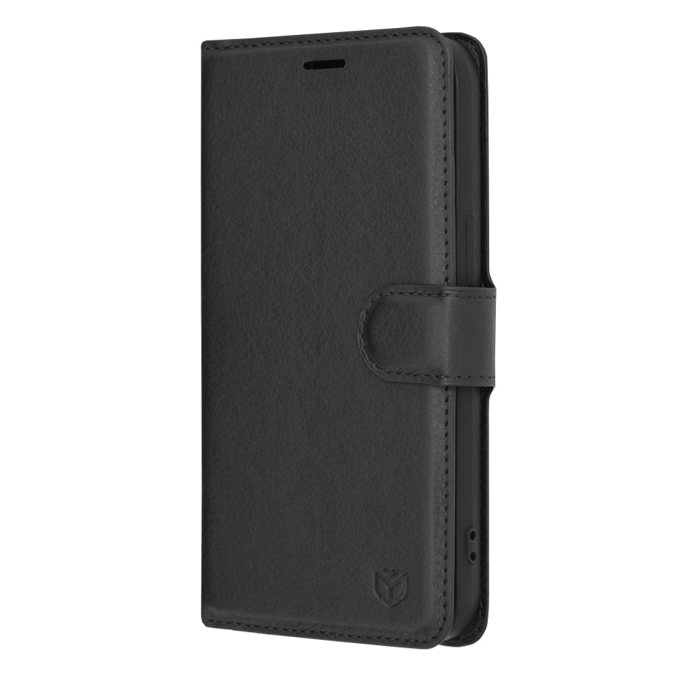 Husa de protectie Techsuit Leather Folio compatibila cu Apple iPhone 13, acoperire spate, negru