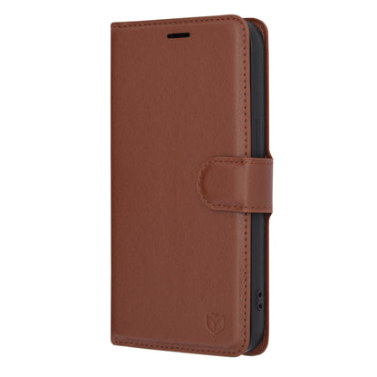 Husa de protectie Techsuit Leather Folio compatibila cu Apple iPhone 13, acoperire spate, maro