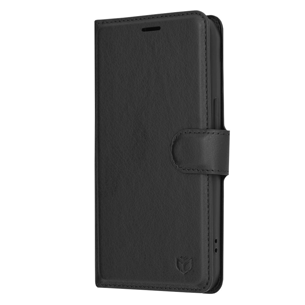 Husa de protectie Techsuit Leather Folio compatibila cu Apple iPhone 14, acoperire spate, negru
