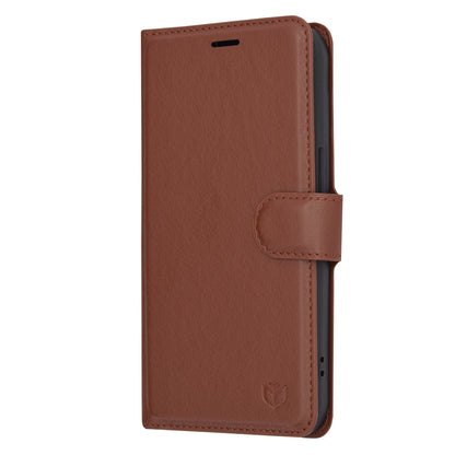 Husa de protectie Techsuit Leather Folio compatibila cu Apple iPhone 14, acoperire spate, maro