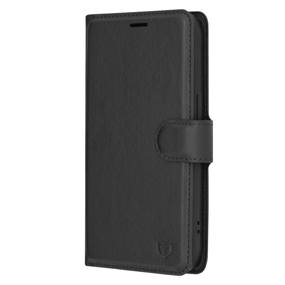 Husa de protectie Techsuit Leather Folio compatibila cu Apple iPhone 14 Pro, acoperire spate, negru