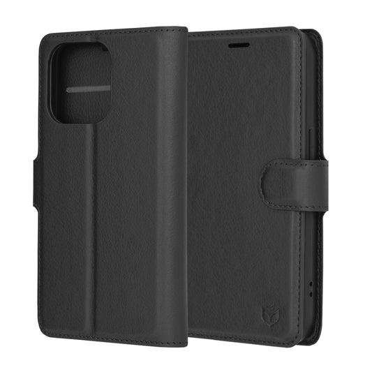 Husa de protectie Techsuit Leather Folio compatibila cu Apple iPhone 14 Pro, acoperire spate, negru