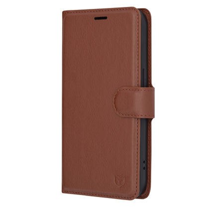 Husa de protectie Techsuit Leather Folio compatibila cu Apple iPhone 14 Pro, acoperire spate, maro