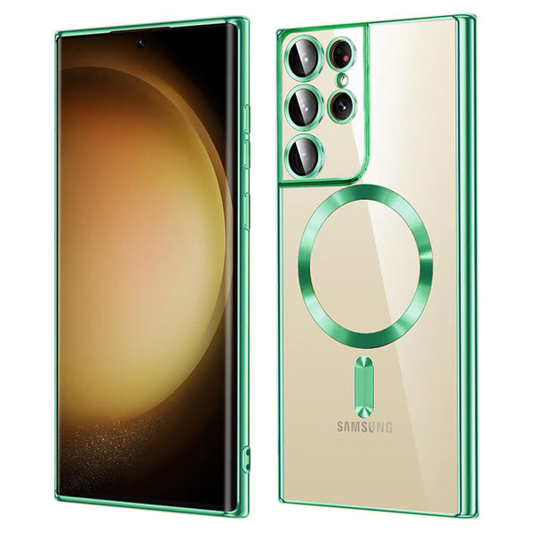 Husa de protectie Techsuit Luxury Crystal MagSafecompatibila cu Samsung Galaxy S21 Ultra 5G, acoperire spate, verde kaki