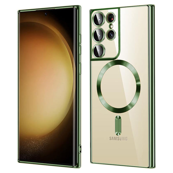 Husa de protectie Techsuit Luxury Crystal MagSafecompatibila cu Samsung Galaxy S21 Ultra 5G, acoperire spate, verde forest