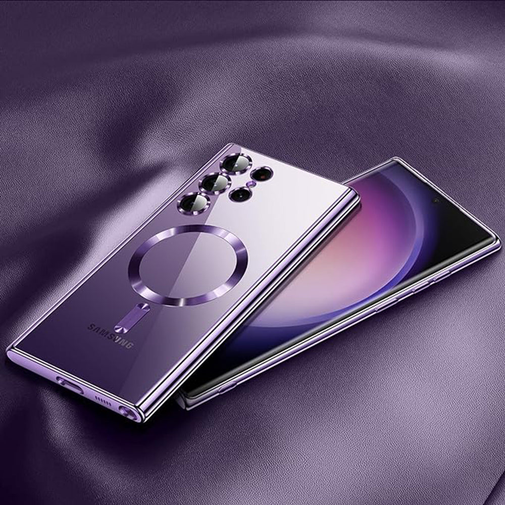 Husa de protectie Techsuit Luxury Crystal MagSafecompatibila cu Samsung Galaxy S21 Ultra 5G, acoperire spate, albastru inchis