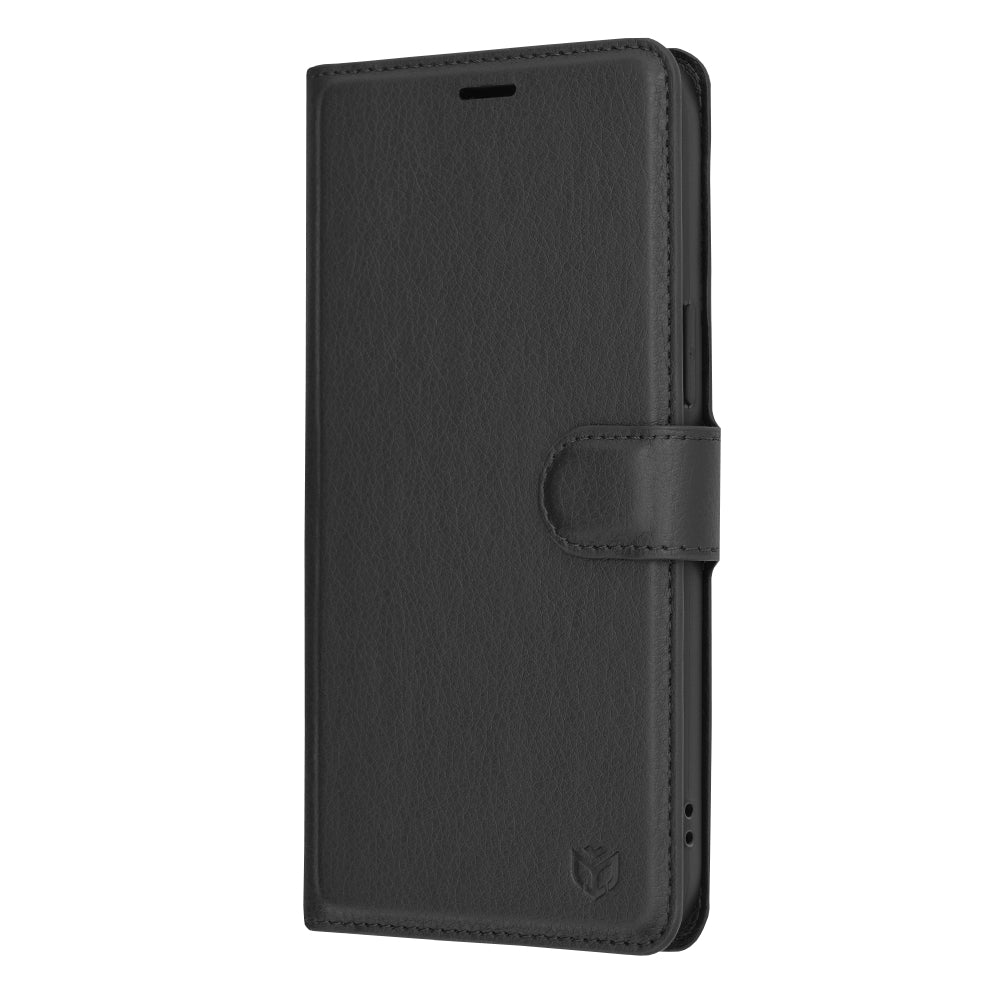 Husa de protectie Techsuit Leather Folio compatibila cu Apple iPhone 14 Pro Max, acoperire spate, negru