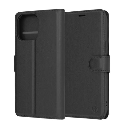 Husa de protectie Techsuit Leather Folio compatibila cu Apple iPhone 14 Pro Max, acoperire spate, negru