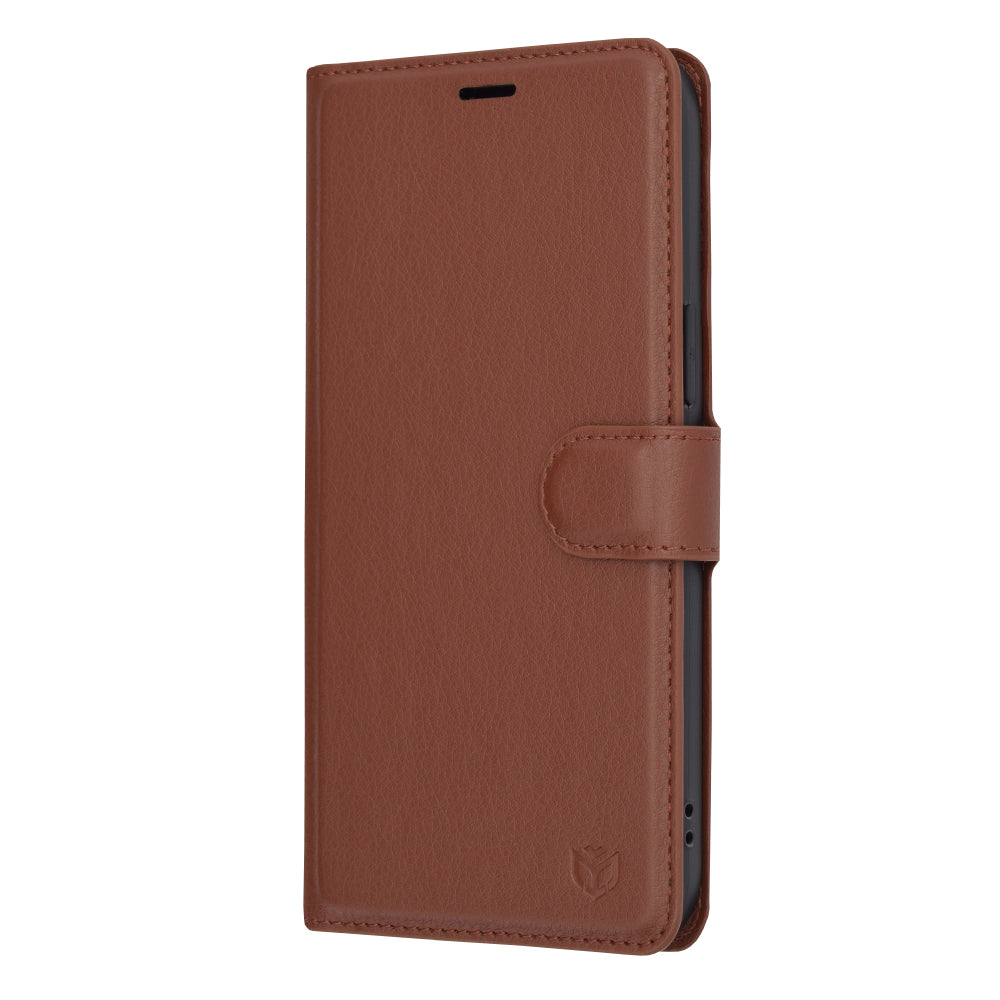Husa de protectie Techsuit Leather Folio compatibila cu Apple iPhone 14 Pro Max, acoperire spate, maro