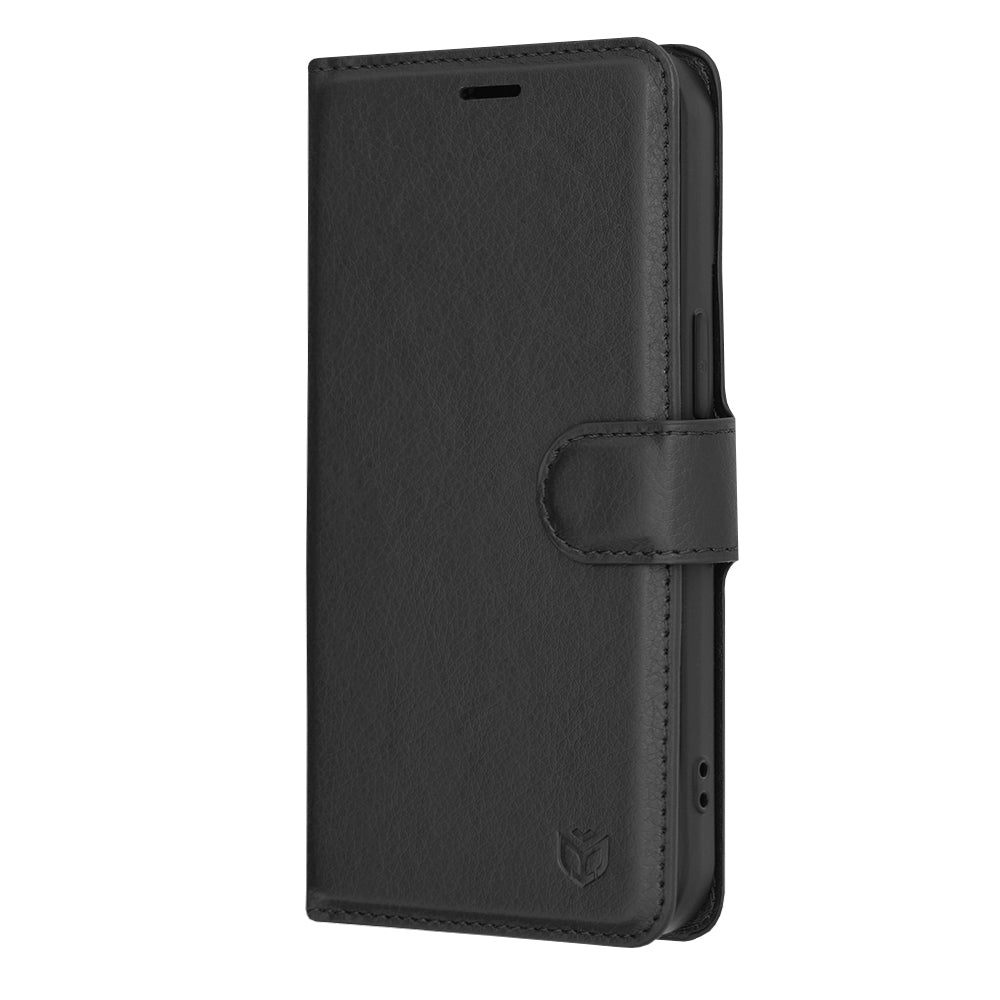 Husa de protectie Techsuit Leather Folio compatibila cu Apple iPhone 15, acoperire spate, negru