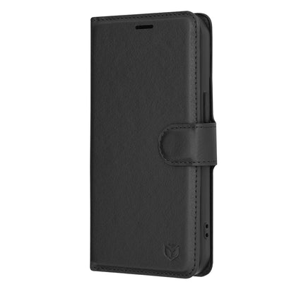 Husa de protectie Techsuit Leather Folio compatibila cu Apple iPhone 15, acoperire spate, negru